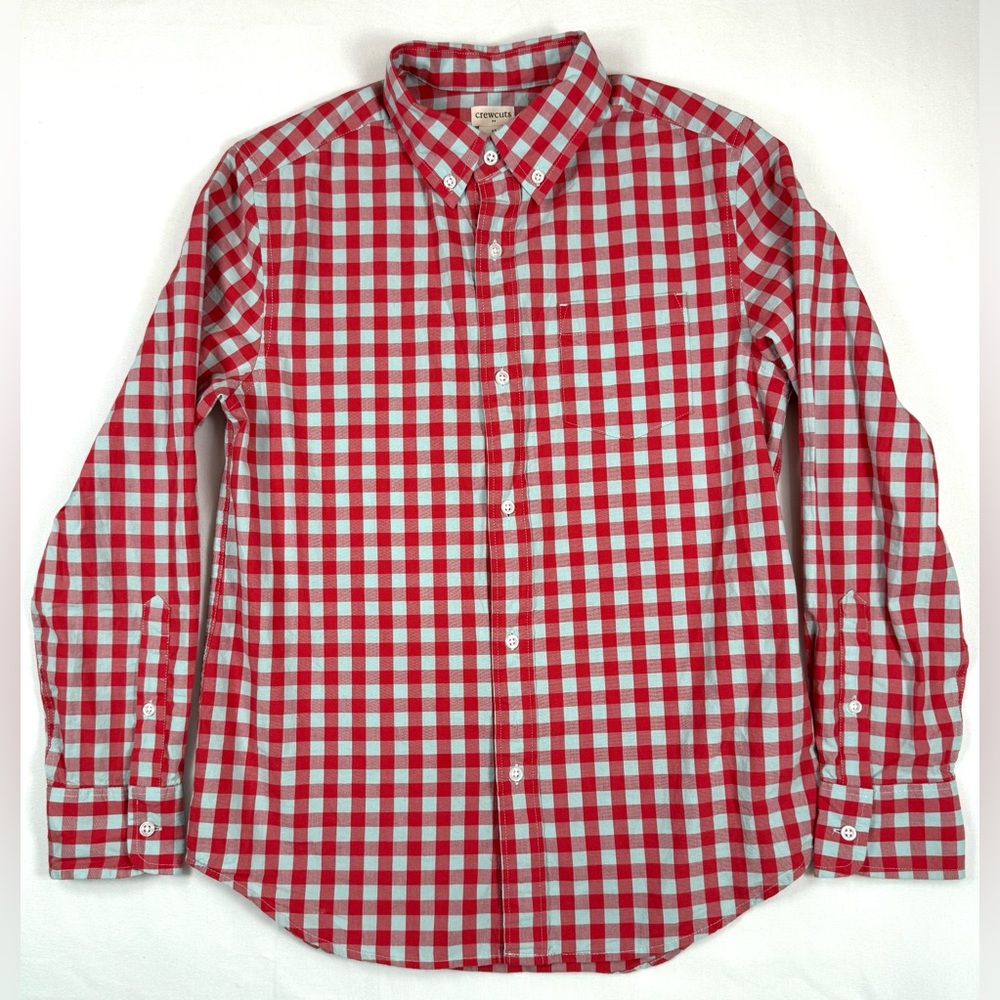 CREWCUTS Boys‎ Gingham Button Down Shirt 12 Classic Cotton Stretch Check Holiday